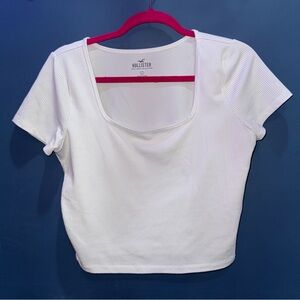 Hollister Women's Ribbed White Short Sleeve Top